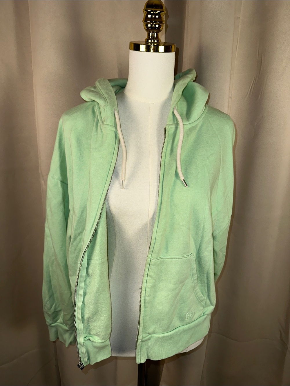 GAP Light Mint Green Full-Zip Hoodie with Drawstring Hood - Picture 8 of 9